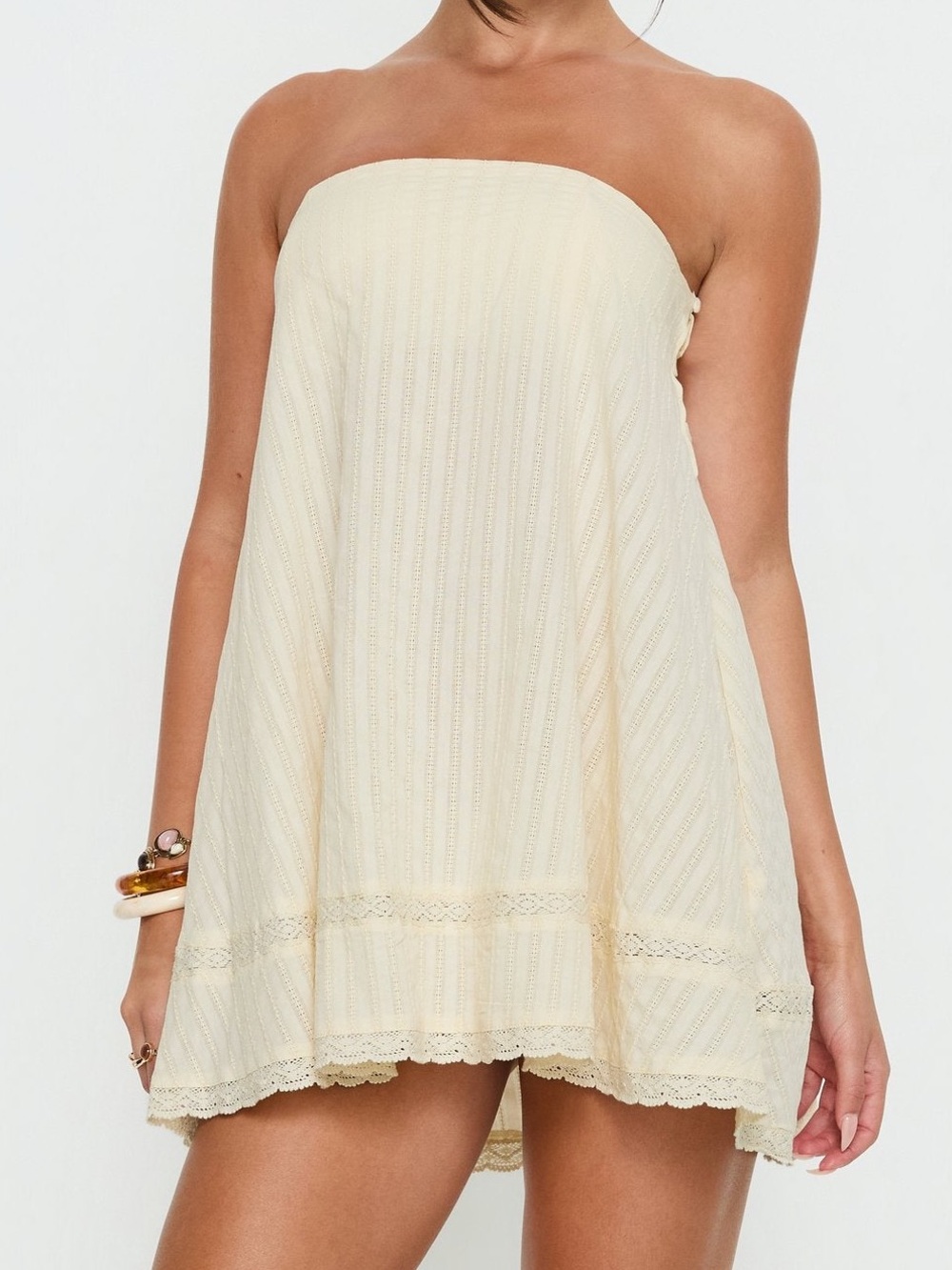 Princess Polly Gypsea Strapless Swing Mini Dress Butter Yellow Sz 2